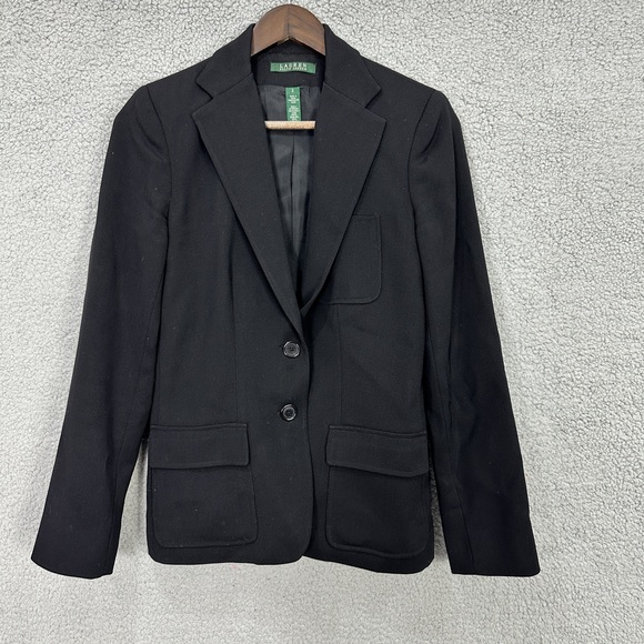 Lauren Ralph Lauren Black Wool Blazer Button Office Interview Womens 2 Capsule - Picture 1 of 5